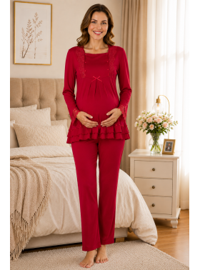 Effortt 2015 Vişne Hamile Lohusa Pijama Takımı